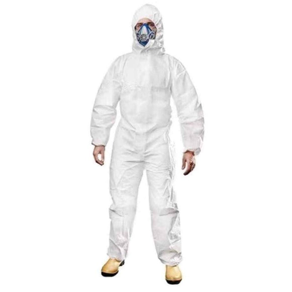 White Protective 60 GSM Nonwoven (Level 3) Isolation Coverall with Hood