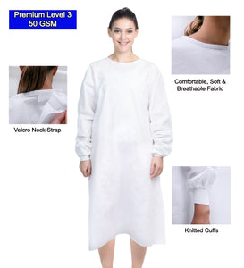 - SALE - Premium Disposable Isolation Gown (Level 3) SMS Nonwoven 50 GSM